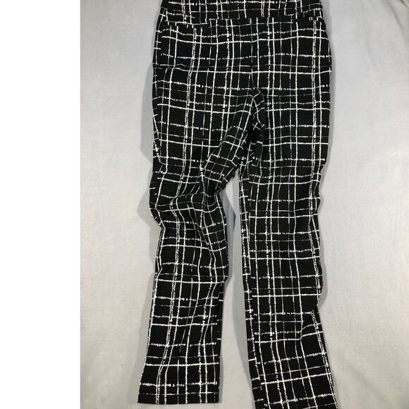 Chico’s brigette Black White Windowpane Plaid Pants Women’s 2.5 M Slim Ankle - Picture 1 of 6